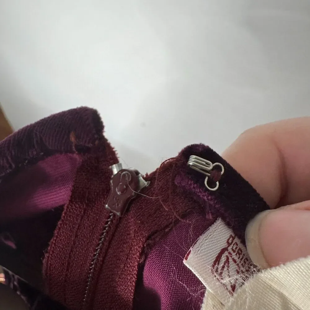 VTG Dorissa International Toddler Girls 4T Dress Burgundy Gold Bow Holiday